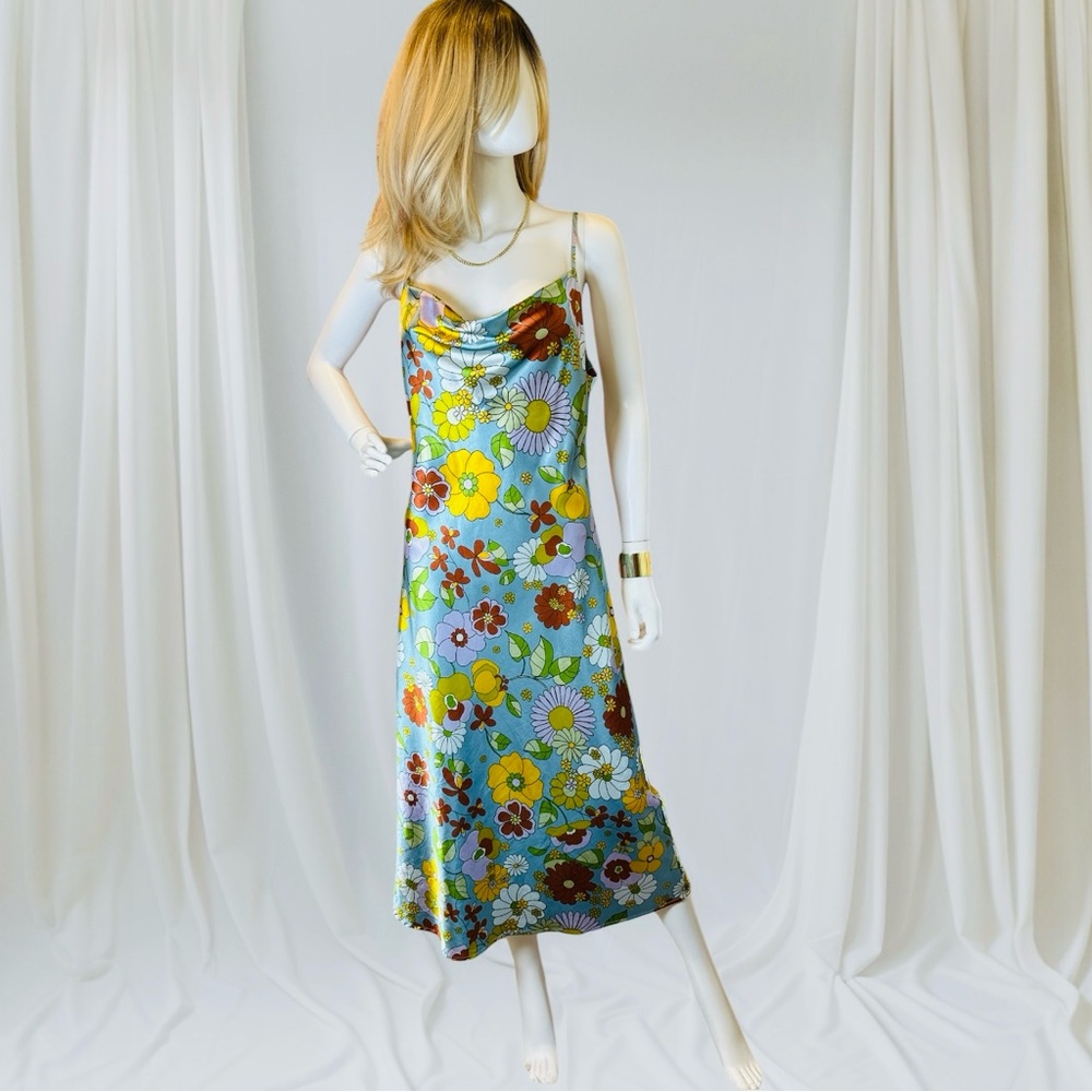 Emma & Michele Floral Maxi Dress - Blue, Yellow, Red